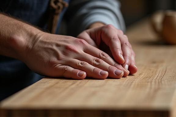 Mains d'un artisan travaillant le bois avec précision